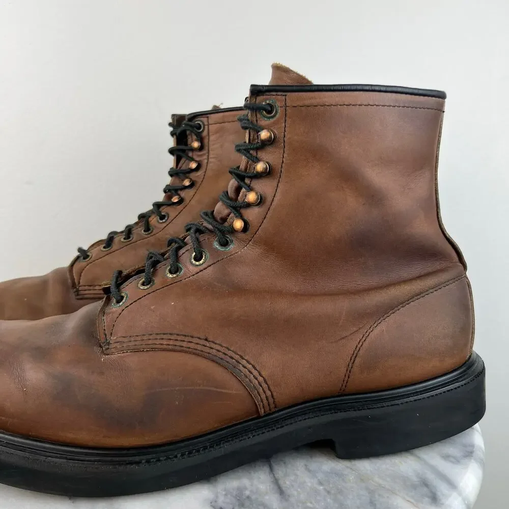 Men's Vintage Red Wing 953 Lace Up Brown Leather Soft Toe Work Boots (Sz 16)